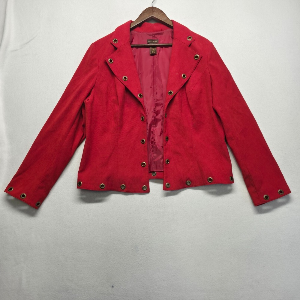 Multiples Women's Red Open Grommeted Jacket Size XL